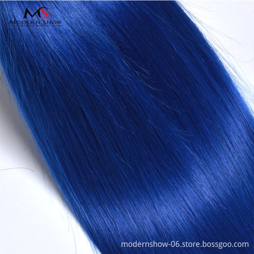 weaving hair perfect ombre 1b blue top quality peruvian human hair